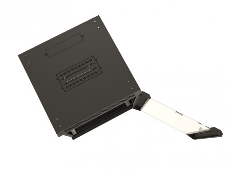 Hyperline TWB-0945-GP-RAL9004 Шкаф настенный 19-дюймовый (19"), 9U, 500x600х450мм, стеклянная дверь с перфорацией по бокам, ручка с замком, цвет черный (RAL 9004) (разобранный) - фото 2