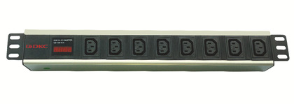 DKC / ДКС R519IEC8AMC14 Блок розеток для 19" шкафов, 8 розеток IEC60320 С13, амперметр