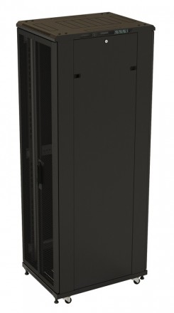 Hyperline TTB-2268-DD-RAL9004 Шкаф напольный 19-дюймовый, 22U, 1166x600х800 мм (ВхШхГ), передняя и задняя распашные перфорированные двери (75%), ручка с замком, крыша нового типа, цвет черный (RAL 9004) (разобранный) - фото 3