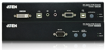 ATEN CE680-AT-G Удлинитель, KVM USB, DVI-D+AUDIO+RS232, 600 метр., 1xОптич.волокно одномод.1310/1550нм, DVI-D+2xMINIJACK+DB9+LС+2xUSB А-Тип+2xUSB B-Тип, F, без шнуров, 2xБП 220> 5.3V, (до 1920x1200 60Hz;HDTV 720p/1080p;HDCP) - фото 2
