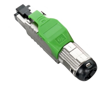 Hyperline PLUE-8P8C-S-C6A-SH-GN Разъем полевой оконцовки RJ-45 (8P8C) под витую пару, для одножильного кабеля, toolless, категория 6A, экранированный, накручивающийся хвостовик, зеленый, IDC