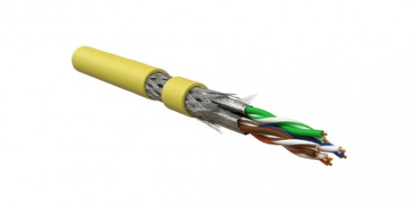 Hyperline ISFTP4-C7-P26/7-LSZH-YL (500 м) Кабель для сетей Industrial Ethernet, экранированный S/FTP, общий экран оплетка, каждая пара в фольге, категория 7, 4 пары 26 AWG, 4х2х0,48 мм, многопроволочные жилы, LSZH, желтый