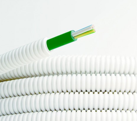 DKC / ДКС 8S82050HF (Заказная) Электротруба ПЛЛ гибкая гофрированная, безгалогенная, номинальный ф20мм, с кабелем ППГнг(А)-HF 3x2,5мм2, РЭК "ГОСТ+", цвет белый, 50м (цена за метр)