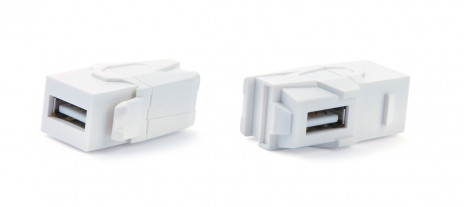 Hyperline KJ1-USB-VA2-WH Вставка формата Keystone Jack с проходным адаптером USB 2.0 (Type A), 90 градусов, ROHS, белая - фото 2