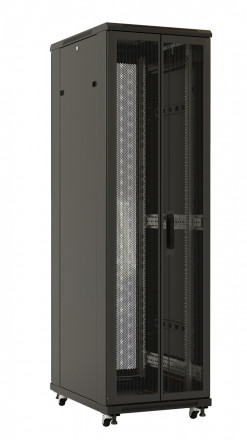 Hyperline TTB-4282-DD-RAL9004 Шкаф напольный 19-дюймовый, 42U, 2055x800х1200 мм (ВхШхГ), передняя и задняя распашные перфорированные двери (75%), ручка с замком, 2 вертикальных кабельных организатора, крыша нового типа, цвет черный (RAL 9004)(разобранный) - фото 4