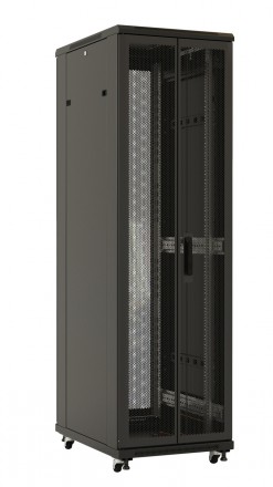 Hyperline TTB-3268-DD-RAL9004 Шкаф напольный 19-дюймовый, 32U, 1610x600х800 мм (ВхШхГ), передняя и задняя распашные перфорированные двери (75%), ручка с замком, крыша нового типа, цвет черный (RAL 9004) (разобранный) - фото 5