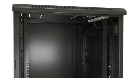 Hyperline TTB-4266-AS-RAL9004 Шкаф напольный 19-дюймовый, 42U, 2055x600х600 мм (ВхШхГ), передняя стеклянная дверь со стальными перфорированными боковинами, задняя дверь сплошная, ручка с замком, крыша нового типа, цвет черный (RAL 9004) (разобранный) - фото 5