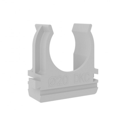 DKC / ДКС 51020R10 Держатель с защелкой для крепления труб, ф20мм, пластик, RAL 7035 (розница, в упаковках по 10шт)