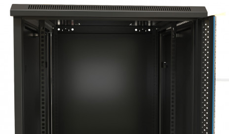 Hyperline TWB-0445-SR-RAL9004 Шкаф настенный 19-дюймовый (19"), 4U, 278x600х450мм, металлическая передняя дверь с замком, две боковые панели, цвет черный (RAL 9004) (разобранный) - фото 5
