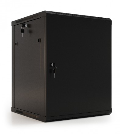 Hyperline TWB-0666-SR-RAL9004 Шкаф настенный 19-дюймовый (19"), 6U, 367x600х600мм, металлическая передняя дверь с замком, две боковые панели, цвет черный (RAL 9004) (разобранный)