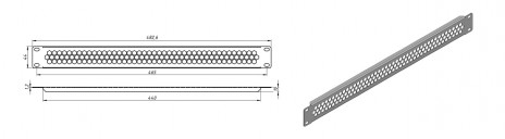 Hyperline BPD-1-RAL9005 Фальш-панель перфорированная на 1U, цвет черный (RAL 9005) - фото 5