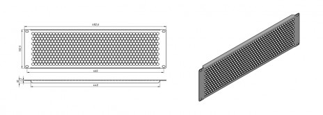Hyperline BPD-3-RAL7035 Фальш-панель перфорированная на 3U, цвет серый (RAL 7035) - фото 4