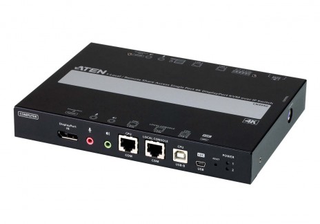ATEN CN9950-AT-G Удлинитель, KVM+RS232+AUDIO DisplayPort+USB, управление по IP, Rackmount/Desktop, 2x10/100/1000 Base-T, с KVM-шнуром USB 1x1.8м./USB<=>MiniUSB 1.2м., TCP/IP, (Virtual Media;4096x2160 30Hz;DUAL POWER;WINDOWS/LINUX/UNIX/SUN/MAC) - фото 2