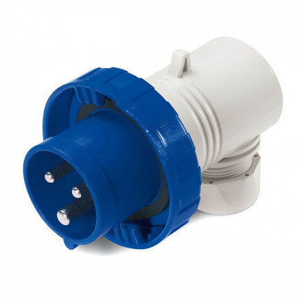 DKC / ДКС DIS2261633 Вилка кабельная угловая, винтовой зажим, 16A, 2P+E, IP67, для сечения кабеля 1,5-2,5мм2, 230В, цвет синий
