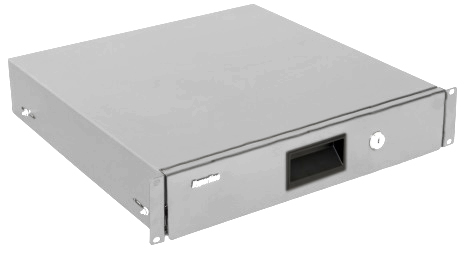 Hyperline TDR3-2U-460-RAL7035 Полка (ящик) для документов с замком, 2U, 88х483х460мм (ВхШхГ), цвет серый (RAL 7035) - фото 2