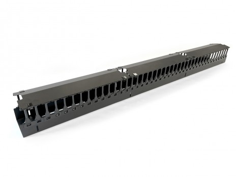 Hyperline CMF-OR-42U-150x106-C-RAL9005 Вертикальный кабельный организатор 42U для стоек ORK2A, ORL1, ширина 150мм, объединение в ряды, высота пальцев 106мм с крышками, черный - фото 2
