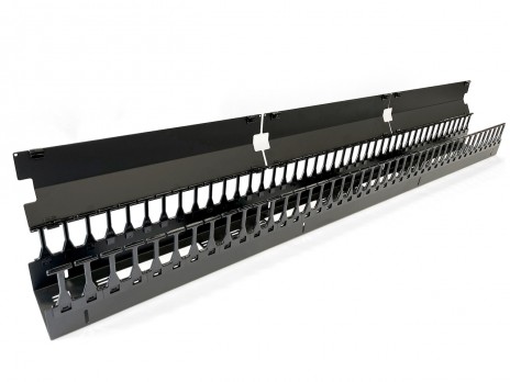 Hyperline CMF-OR-42U-150x106-C-RAL9005 Вертикальный кабельный организатор 42U для стоек ORK2A, ORL1, ширина 150мм, объединение в ряды, высота пальцев 106мм с крышками, черный - фото 5