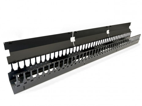 Hyperline CMF-OR-47U-150x106-C-RAL9005 Вертикальный кабельный организатор 47U для стоек ORK2A, ORL1, ширина 150мм, объединение в ряды, высота пальцев 106мм с крышками, черный - фото 5