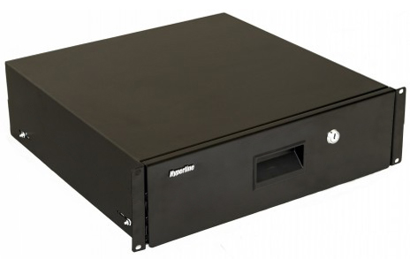 Hyperline TDR3-3U-360-RAL9004 Полка (ящик) для документов с замком, 3U, 133х483х360мм (ВхШхГ), цвет черный (RAL 9004) - фото 2