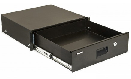 Hyperline TDR3-3U-360-RAL9004 Полка (ящик) для документов с замком, 3U, 133х483х360мм (ВхШхГ), цвет черный (RAL 9004) - фото 3