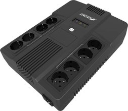 Powerman 6117369 Источник бесперебойного питания Brick, 1000 ВА/600 Вт, 12В 9 Ач, 8хShuko, защита от КЗ, импульсных всплесков сети, перегрузки, разряда и перезаряда батареи