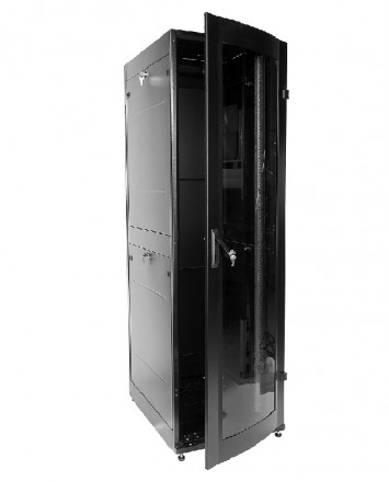 ЦМО ШТК-МП-42.6.10-1ААА-9005 Шкаф телекоммуникационный напольный ПРОФ универсальный 42U (600 х 1000) дверь стекло, черный, в сборе