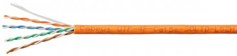 Cabeus UTP-4P-Cat.5e-SOLID-LSZH- Кабель витая пара UTP (U/UTP), категория 5e, 4 пары (24 AWG), одножильный, оранжевый, LSZH, нг(А)-HF