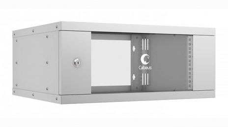 Cabeus WSC-05D-4U55/45 Шкаф телекоммуникационный настенный 19" 4U, серия LIGHT разборный, дверь стекло, цвет серый