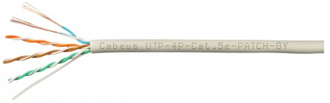 Cabeus UTP-4P-Cat.5e-PATCH-GY Кабель витая пара UTP (U/UTP), категория 5e, 4 пары, (24 AWG), многожильный (patсh), PVC нг(А)-LS, серый (305 м)