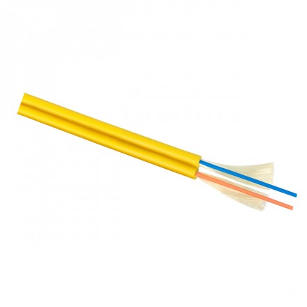 Cabeus TB-ZIP-9-02T-LSZH-IN-25 Кабель волоконно-оптический 9/125 одномодовый, 2 волокна, плотное буферное покрытие (tight buffer), zip cord, для внутренней прокладки ( -25C ~ +50), LSZH, желтый, (F90020204Y)