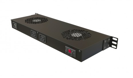 Hyperline TRFA-WB-MICR-2F-RAL9004 Модуль вентиляторный 19", 1U, глубиной 170 мм, с термостатом и 2 вентиляторами, номинальная мощность 35,2 Вт, датчик температуры с кабелем, кабель питания C13-Schuko 1.8 м, цвет черный (RAL 9004) - фото 2
