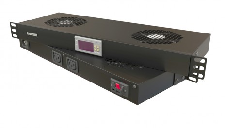 Hyperline TRFA-WB-MICR-2F-RAL9004 Модуль вентиляторный 19", 1U, глубиной 170 мм, с термостатом и 2 вентиляторами, номинальная мощность 35,2 Вт, датчик температуры с кабелем, кабель питания C13-Schuko 1.8 м, цвет черный (RAL 9004) - фото 3