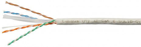 Cabeus UTP-4P-Cat.6-SOLID-GY Кабель витая пара UTP (U/UTP), категория 6, 4 пары (23 AWG), одножильный, PVC нг(А)-LS, серый (305 м)
