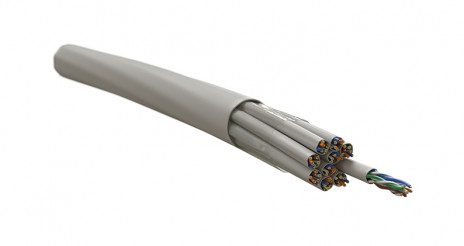 Hyperline UUTP4x10W-C5E-S24-IN-LSZH/LSZH-GY Cборка кабельная, 10 неэкранированных кабелей U/UTP 4х2х0,51 (24 AWG), категория 5e, однопроволочные жилы, каждый кабель в оболочке LSZH нг(А)-HF, общая оболочка LSZH нг(А)-HF, –20°C – +60°C, серый