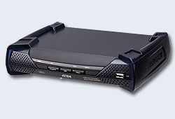 ATEN KE6900AR-AX-G Удлинитель-приемник, KVM, USB, DVI-I+AUDIO+RS232, 100м., UTP/10км., SM, точка-точка/неогранич., в, пределах, LAN, 1xUTP/2xОптич.волокна, SFP(LC);GbE, (TCP/IP;IGMP), макс.разр.1920x1200, 60Hz, DVI-I+4xUSB, A+2xMINIJACK+DB9, DC, 5V