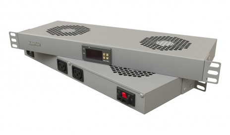 Hyperline TRFA-WB-MICR-2F-RAL7035 Модуль вентиляторный 19", 1U, глубиной 170 мм, с термостатом и 2 вентиляторами, номинальная мощность 35,2 Вт, датчик температуры с кабелем, кабель питания C13-Schuko 1.8 м, цвет серый (RAL 7035) - фото 3