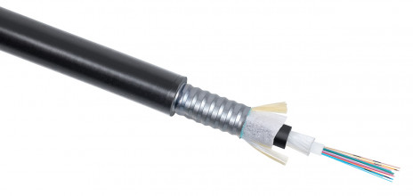 Cabeus CLT-A-5-01X04-Z-PE-ARM-PE-DD-OUT-40 Кабель волоконно-оптический 50/125 (OM2) многомодовый, 4 волокна, loose tube, бронированный стальной лентой, для внешней прокладки (-50C ~ +70), PE, черный, (F50040124B)