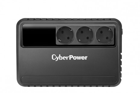 CyberPower BU600E Линейно-интерактивный ИБП, аппрокс синус, 600ВА/350Вт, USB (3 Schuko) (12В /5Ач х 1)