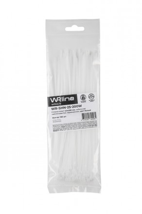 WRline WR-SHN-25-200W Стяжка-хомут 2,5х200 мм, кабельная нейлоновая 6,6, неразъемная, цвет белый (100шт) - фото 5