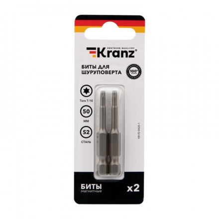 Kranz KR-92-0425-1 Бита для шуруповерта Torx T10х50 мм (2 шт./уп.) - фото 3