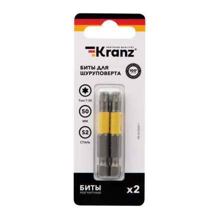 Kranz KR-92-0430-1 Бита для шуруповерта Torx T30х50 мм (2 шт./уп.) - фото 3