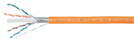 Cabeus UTP-4P-Cat.6a-SOLID-LSZH-OR Кабель витая пара UTP (U/UTP), категория 6A, 4 пары (23 AWG), одножильный, LSZH нг(А)-HF, оранжевый (305 м)
