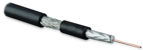 Hyperline COAX-RG59-CU-500 (500 м) Кабель коаксиальный RG-59, 75 Ом, однопроволочная жила 20 AWG, 0.81 мм, медь, экран оплетка (48%) и фольга, внешний диаметр 6.1 мм, PVC, -20°C – +75°C, черный