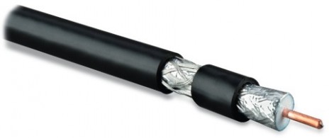 Hyperline COAX-RG11-500 (500 м) Кабель коаксиальный RG-11, 75 Ом, однопроволочная жила 14 AWG, 1.63 мм, омедненная сталь, экран оплетка (60%) и фольга, внешний диаметр 10.16 мм, PVC, -20°C – +75°C, черный