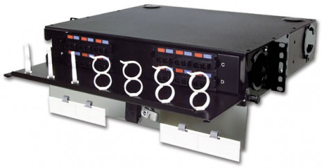 Siemon RIC3-24-01 Панель оптическая выдвижная, 2U, в 19'' стойку (24-96 волокон), пустая, на 4 адаптерных пластин Quick-Pack (RIC-F-(XXX)-01), черная