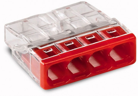WAGO 2273-244 Клемма соединительная 4-проводная с пастой для распределительных коробок, сечением 0.5-2.5 мм2, красная