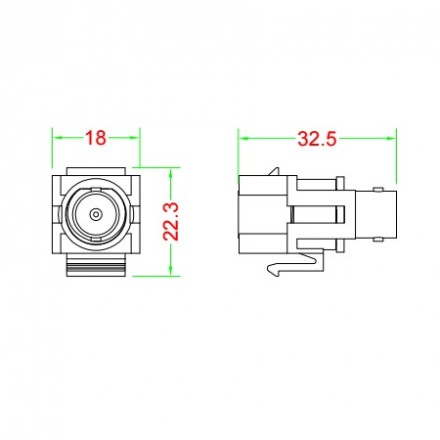 Hyperline KJ1-BNC-D-WH Вставка формата Keystone Jack с проходным адаптером BNC, D type, ROHS, белая - фото 2