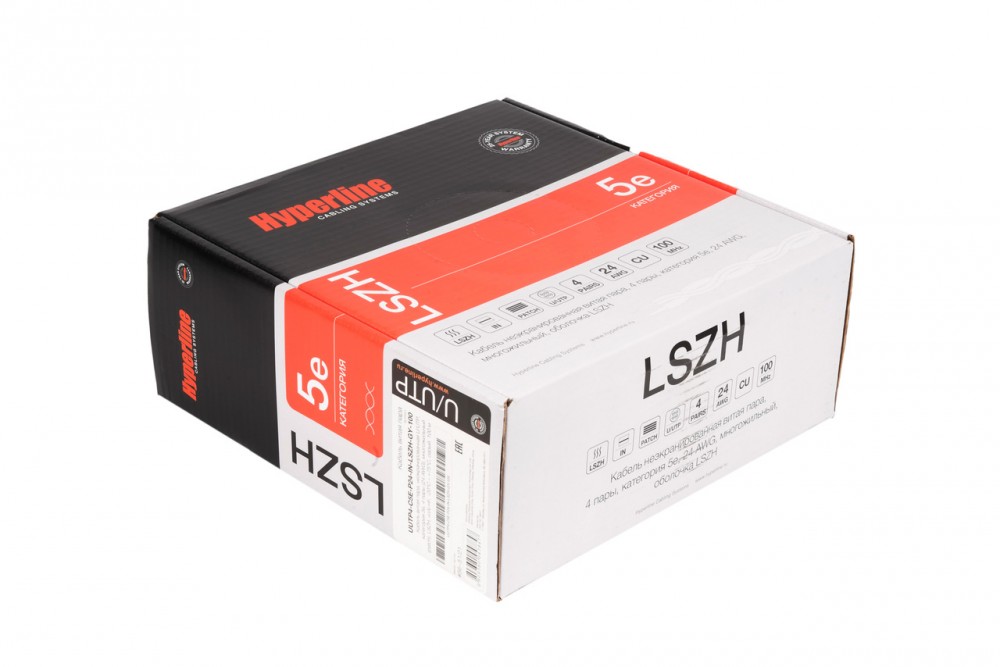 Купить Hyperline UUTP4-C5E-S24-IN-LSZH-GY-100 (100 м) Кабель витая пара ...
