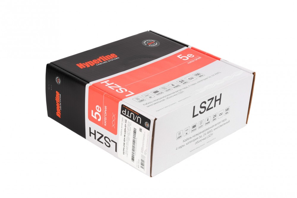 Купить Hyperline UUTP4-C5E-S24-IN-LSZH-GY-100 (100 м) Кабель витая пара ...