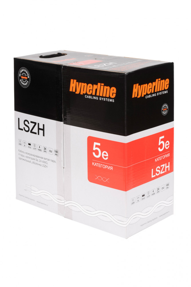 Купить кабель витая пара Hyperline UUTP4-C5E-S24-IN-LSZH-GY-305 (305 м .